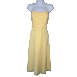 David's Bridal Convertible Dress 12 Bridesmaid Prom Formal Buttercup Yellow Midi